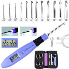 an electronic thermometer with various tools in it