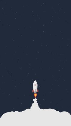 an illustration of a rocket launching into the night sky