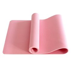 pink yoga mat rolled up on top of each other