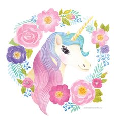 an image of a unicorn with flowers around it