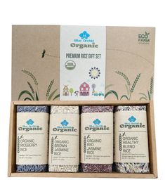 the organic gift set includes four different types of spices