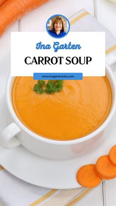 Ina Garten Carrot Soup Carrot And Ginger Soup, Carrot Soup Recipes, Ginger Soup, Carrot And Ginger, Vegetable Broth, Barefoot Contessa, Carrot Soup, Vegetarian Paleo