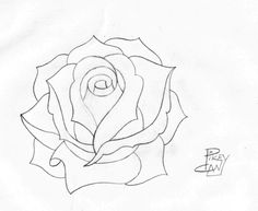 a black and white drawing of a rose