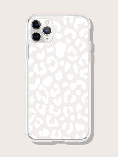 an iphone case with white leopard print on it