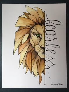 a drawing of a lion's head with the words goodbye on it