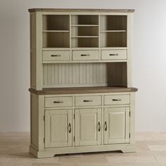 an old style hutch with some bread on it