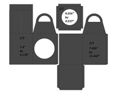 the front and back side of an open tote bag, with measurements for it