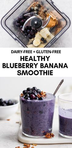 healthy blueberry banana smoothie with dairy - free gluten - free