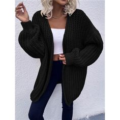 -Item Id 4259576 -Sleeve Type: Bishop Sleeve -Style: Casual -Color: Black -Pattern Type: Plain -Sleeve Length: Long Sleeve -Length: Short -Temperature: Late Fall (10-17/50-63) -Fit Type: Regular Fit -Fabric: Medium Stretch -Material: Fabric -Composition: 100% Polyester -Care Instructions: Machine Wash Or Professional Dry Clean -Body: Unlined -Sheer: No **Open To Offers!!!** **Bundle To Save More** **30% Off Bundles Of 2 Or More Items!!** ***Orders Go Out Within 5-10 Business Days!! Thank You For Winter Sweater Coat, Drop Shoulder Cardigan, Áo Len Cardigan, Coat Women Fashion, Cardigan Sweater Coat, Cardigan Sweater Jacket, Knitted Coat, Sweater Coats, Long Sleeve Cardigan