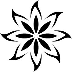 a black and white flower design with leaves on the petals is shown in this image