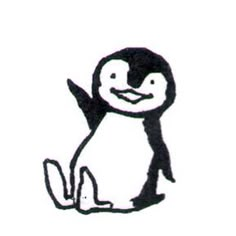 a black and white drawing of a penguin