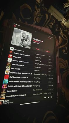 an image of a tablet screen with music on it