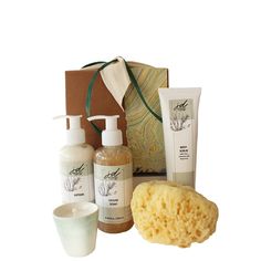 Home Spa Gift Set with Aloe and Lavender Sea Sponge, Spa Gift Box, Spa Gifts Set, Small Candles, Home Spa, Spa Gifts, Liquid Soap, Body Scrub, Votive Candles