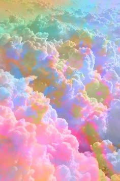 the sky is filled with colorful clouds as if it were painted in pastel colors