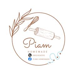 the logo for piam home made, which is designed to look like a rolling pin