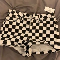 High Waisted, Checkerboard Shorts! Never Worn, Perfect Condition! :) Size 3! Checkered Shorts, Plaid Shorts, Stylish Outfits, High Waist, Black White, Plaid, High Waisted, Womens Shorts, Black And White