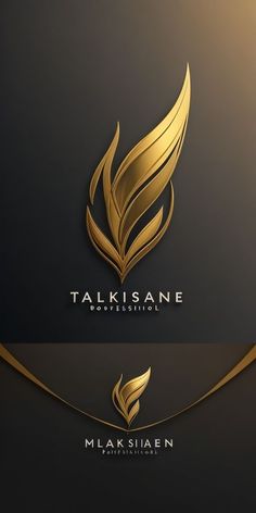 a golden leaf logo on a black and gold background with the words talkisane