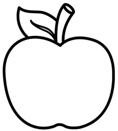 an apple with a leaf on the top and bottom half, in black and white