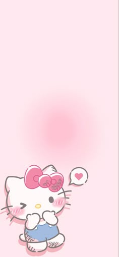 the hello kitty wallpaper is pink and has hearts on it