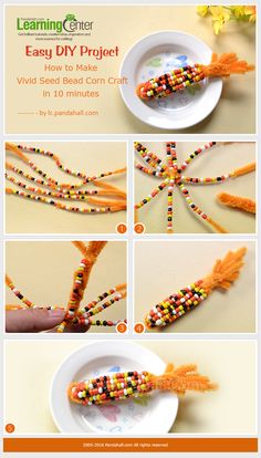 the instructions to make a beaded corn cob craft