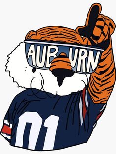 an image of a bear wearing glasses with the word auburn on it's face