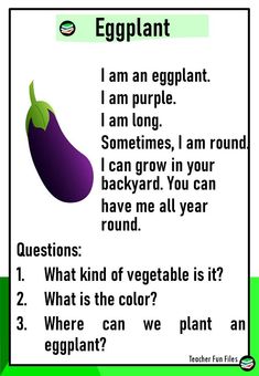 an eggplant is shown with the words, what kind of vegetable is it?