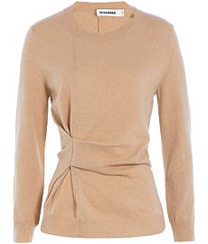 Drape-Pullover aus Kaschmir von JIL SANDER Drapey Sweater, Camel Sweater, Draped Sweater, Pullovers Outfit, Beige Shirt, Beige Pullover, Slim Fit Sweater, Cashmere Jumper, Jumper Shirt