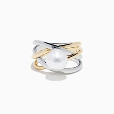 925 Sterling Silver and 14K Yellow Gold Fresh Water Pearl Ring Fresh Water Pearl Ring, Freshwater Pearl Ring, Effy Jewelry, Fresh Water Pearl, Jewelry Stand, White Stone, Pearl Ring, Gold Yellow, Fresh Water