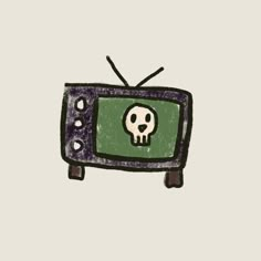 an old tv with a skull on it