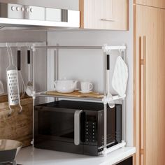 a microwave oven sitting on top of a counter