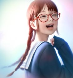 Portrait Digital Painting, 3d Karakter, Girl Glasses, Painting Girl, Girl With Glasses, Hd Anime Wallpapers, Gallery Artwork, Harry Potter Anime, Nature Drawing