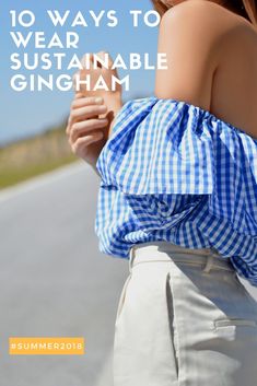 Gingham is everywhere this summer! I love it. It’s super feminine and simple to do. The pattern gives off a French vibe and also has some totally 50’s flair. Also gingham has been around for forever. It’s one of those classic prints that even if it’s not “trending” it still looks good and is totally… Sustainable Outfits, Classic Prints, Formal Clothing, Handmade Baskets, Sustainable Style, Sustainable Fashion Brands, Conscious Fashion, Summer Outfit Inspiration