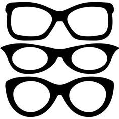 three pairs of glasses are shown in black on a white background, each with different shapes and sizes