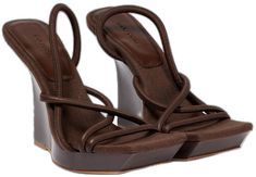 Modern Brown Wedge Sandals, Leather Square Toe Wedge Sandals With Padded Heel, Leather Wedge Sandals With Padded Heel And Square Toe, Brown Sandals With Sculpted Wedge Heel, Brown Wedge Heel Sandals With Sculpted Heel, Brown Wedge Sandals With Padded Heel, Leather Wedge Sandals With Padded Heel, Modern Calf Leather Wedge Heels, Formal Leather Wedge Sandals With Heel Loop