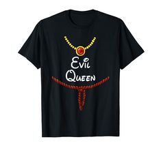 an evil queen t - shirt that says evil queen on the front and red rope around it