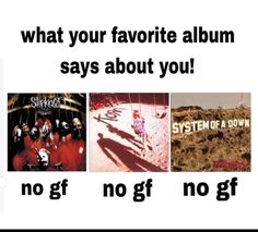 four different pictures with the words what your favorite album says about you no gf