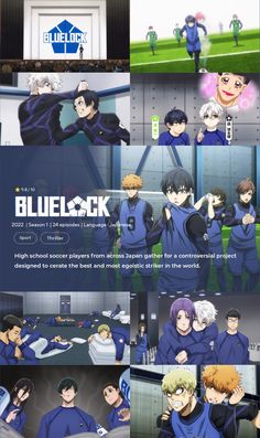 an image of some anime characters in blue and black outfits, with the caption's description below