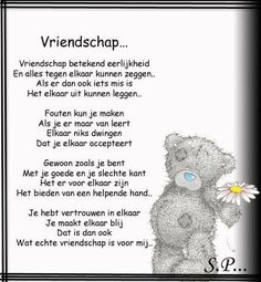 a poem written in german with a teddy bear holding a flower and the words on it