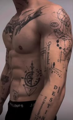 a man with many tattoos on his chest