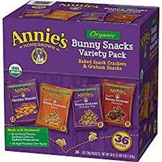 annie's organic bunny snacks variety pack, 32 - count boxes set of 3