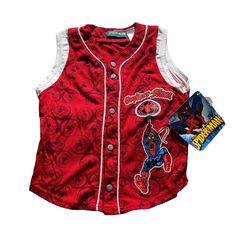 Hello Everyone Today I’ll Be Selling A Nwt 2008 Youth Spider-Man Sz 6 Sleeveless Jersey Red Aop Marvel Jersey. As Shown This Item Is Brand New With Tags And Is Unused Measurements Pit To Pit:15in Top To Bottom:16.5in If You Have Any Questions Regarding This Item Message Me Red Sports Vest Top, Red Sleeveless Top With Graphic Print, Casual Sleeveless Tank Top For Play, Red Fitted Tops For Playwear, Fitted Red Tops For Playtime, Fitted Red Tops For Playwear, Red Sporty Racerback Top, Red Sporty Vest Top, Sporty Red Racerback Top