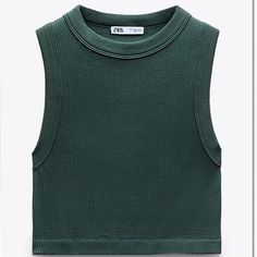 Zara Basic Seamless Top | Color: Green/Blue | Size: M-L - Never Used (Brand New) Zara Basics, Zara Tank Top, Seamless Top, Green Tank Top, Floral Tank Top, Bralette Tops, Ribbed Tank Tops, One Shoulder Tops, Zara Basic