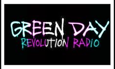 the words green day revolution radio written in neon pink and blue on a black background