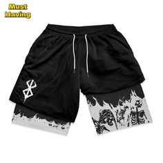 FREE SHIPPING 30 DAYS RETURN EASY PAYMENT Anime Berserk 2 in 1 Gym Shorts for Men Active Athletic Compression Shorts 5 Inc Product Details 【Outstanding Material】: The 2 In 1 men's shorts are made of polyester + spandex upgraded fabric, soft and comfortable, the 4-way stretch technology promotes flexible and free movement. The quick-drying fabric will not feel stuffy during exercise, cool, breathable and comfortable. 【Perfect Design】: The drawstring at the waist can be adjusted according to your Herren Style, Cooler Look, Compression Shorts, Gym Shorts, Designer Shorts, Beach Shorts, Mens Streetwear, Sport Shorts