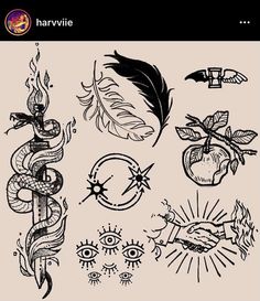 some tattoos with different designs on them