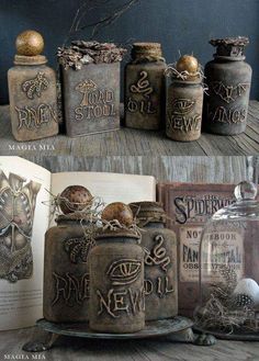 an image of some old fashioned jars