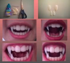 Colmillos de vampiro Diy Halloween Costumes For Girls, Vampire Makeup, Vampire Fangs, Vampire Teeth, Cosplay Tutorial, Halloween Costumes Makeup, Cosplay Diy, Halloween Make Up