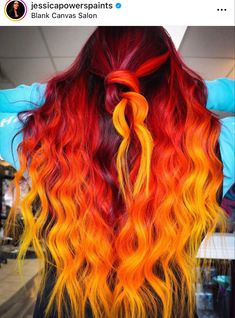 Vivid Split Dyed Hair, Ombre Hair Black Women, Halloween Hair Dye, Fire Ombre Hair, Fire Hair Color, Halloween Hair Color, Orange Ombre Hair, Sunset Hair Color, Red Hair Color Shades