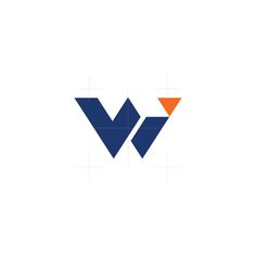 an orange and blue logo with the letter v in it's center on a white background