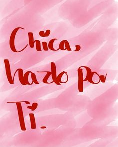 the words in spanish are written on pink watercolor paper